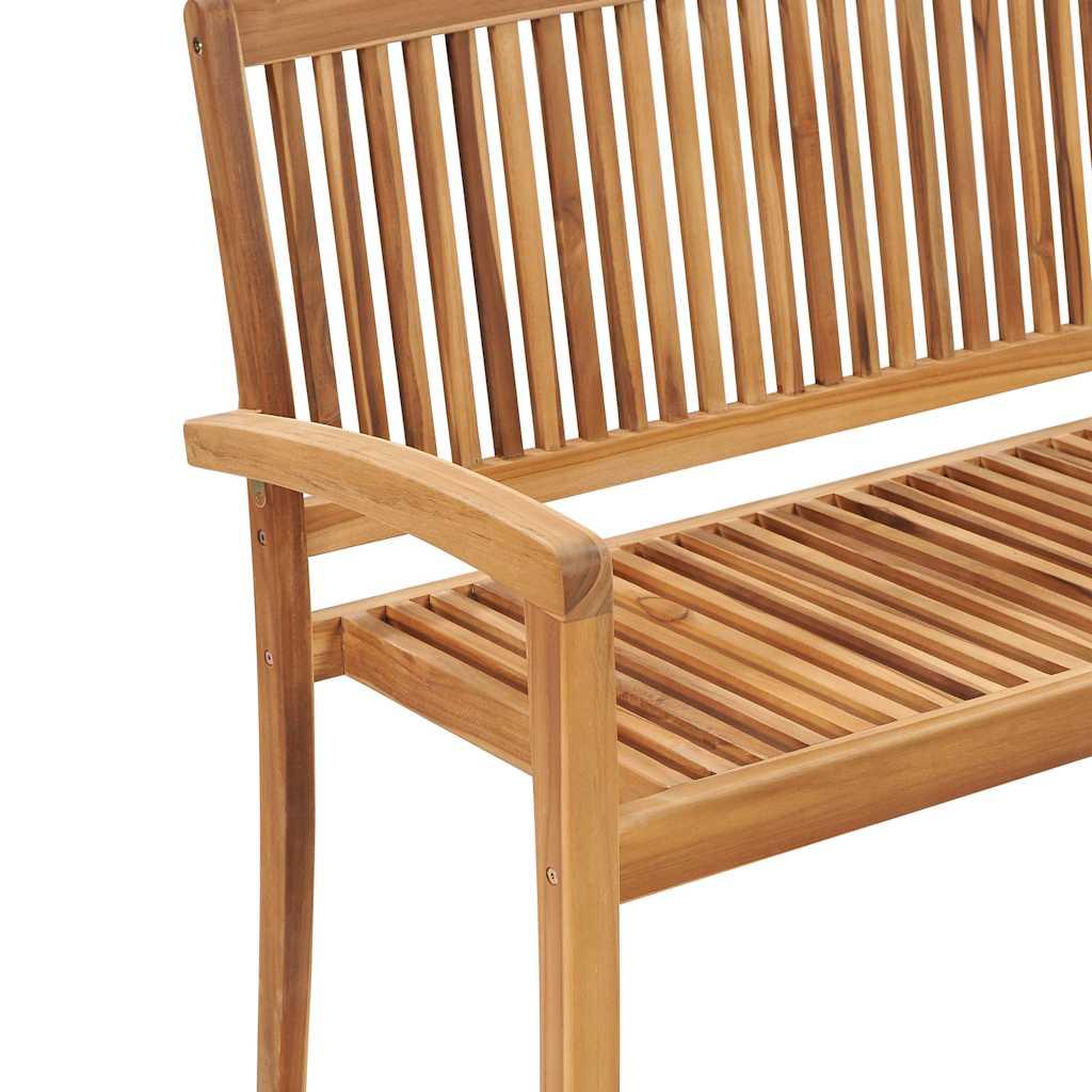 Banco de jardín apilable con cojín madera maciza de teca 159 cm