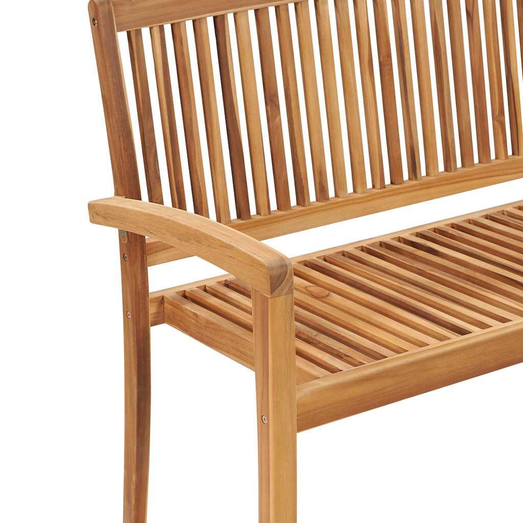 Banco de jardín apilable y cojín madera maciza de teca 128,5 cm