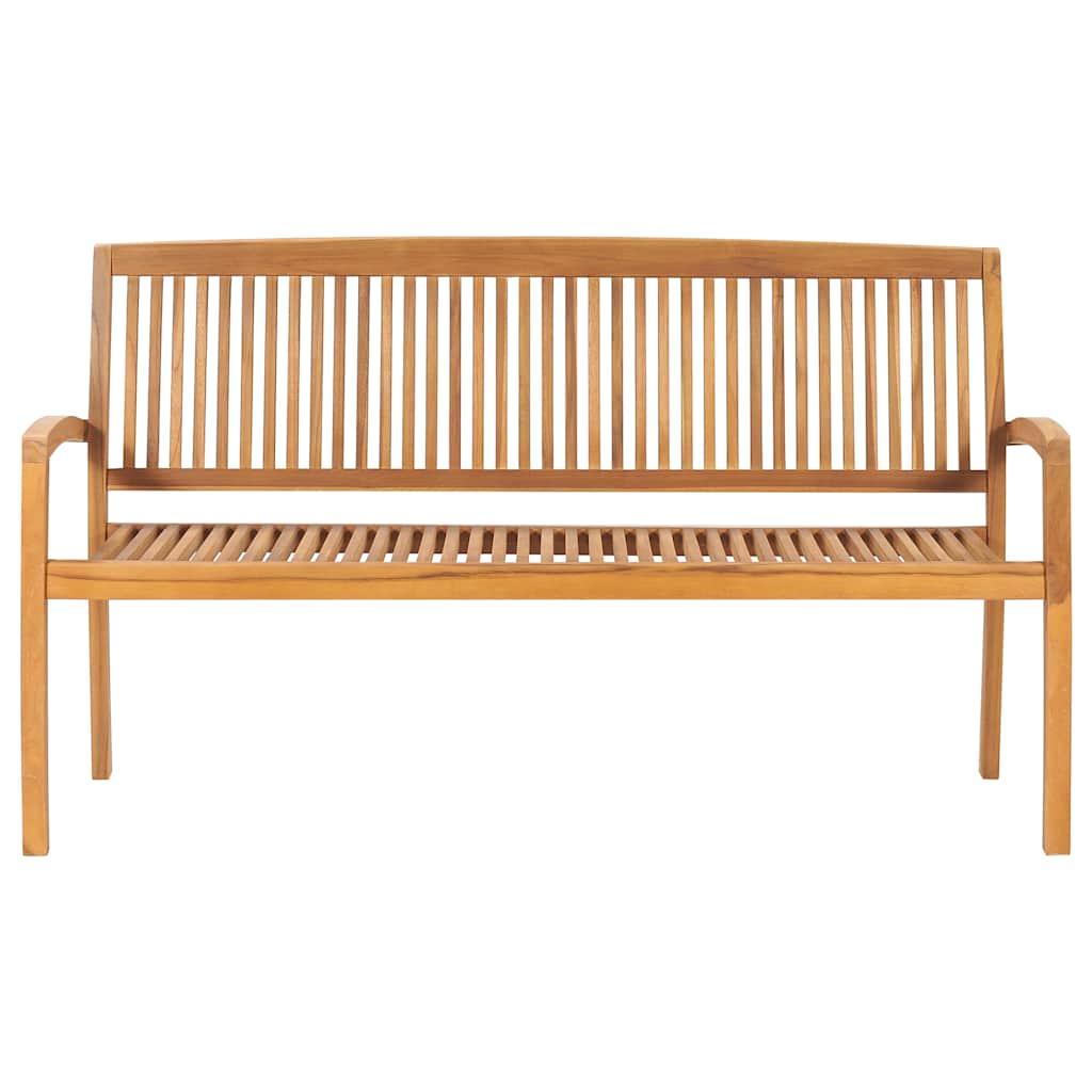 Banco de jardín apilable y cojín madera maciza de teca 128,5 cm