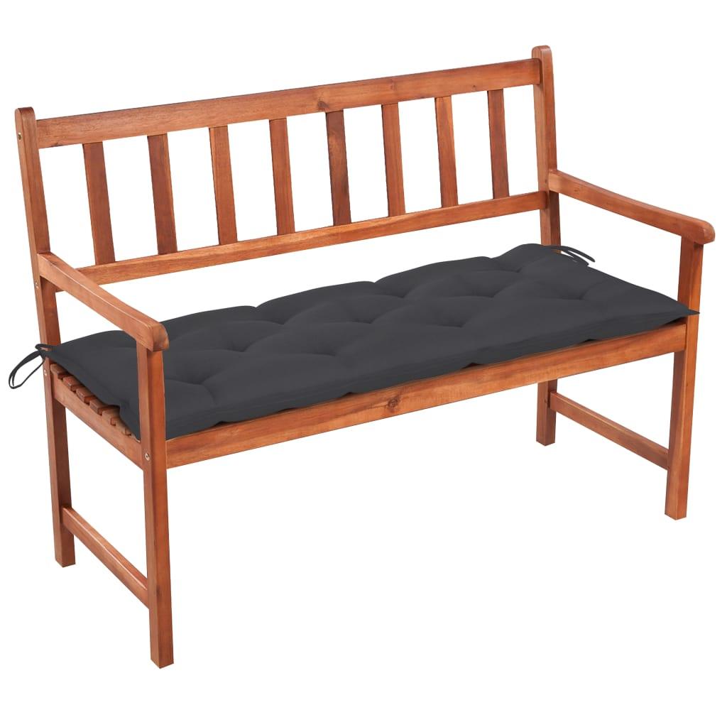 Banco de jardín con cojín madera maciza de acacia 147 cm
