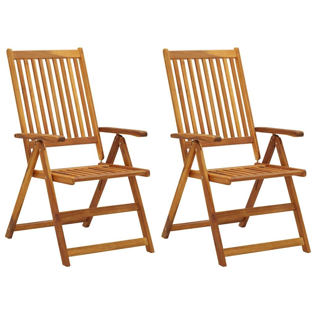 Sillas plegables reclinables (2 unidades) con cojines, de madera maciza de acacia