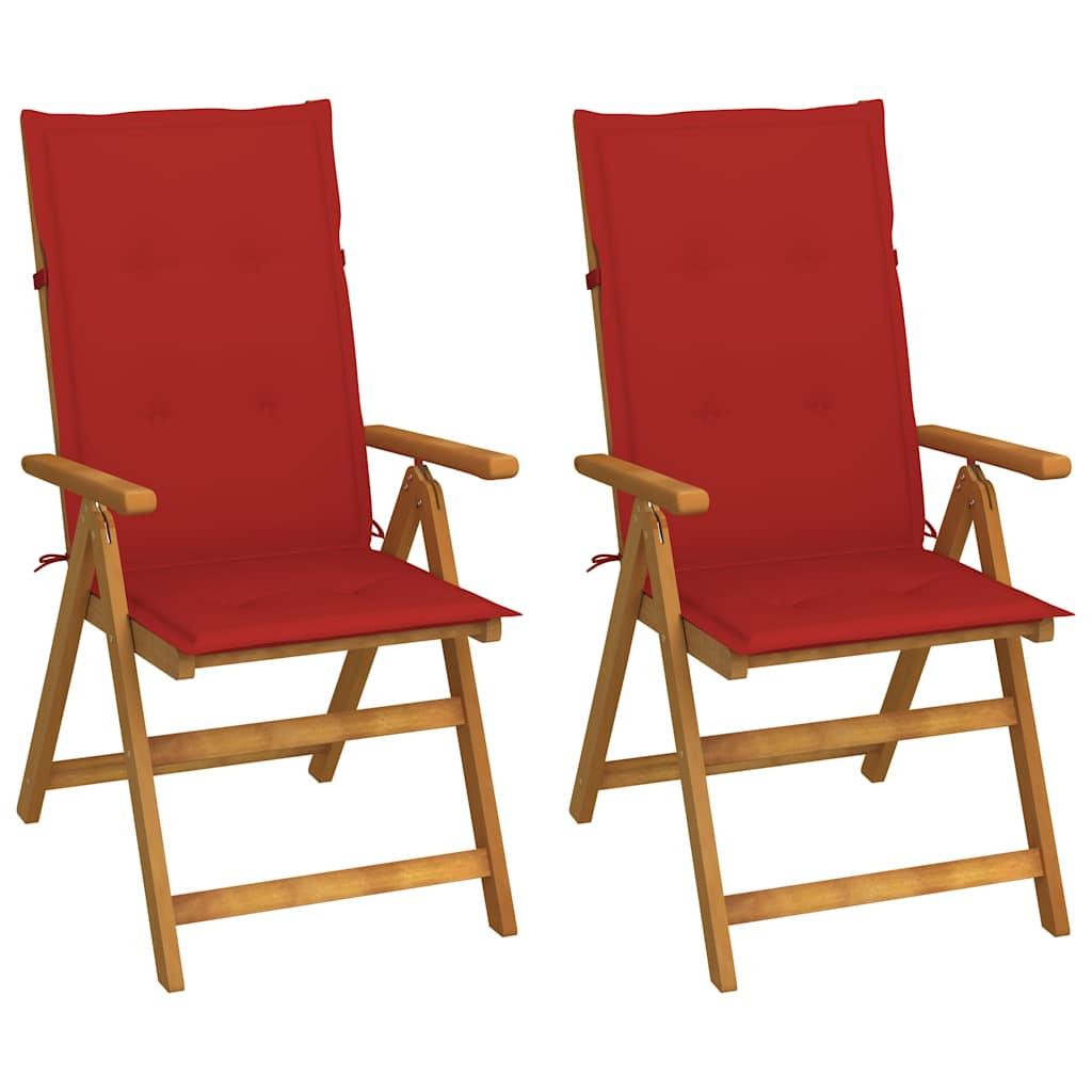 Sillas plegables reclinables (2 unidades) con cojines, de madera maciza de acacia
