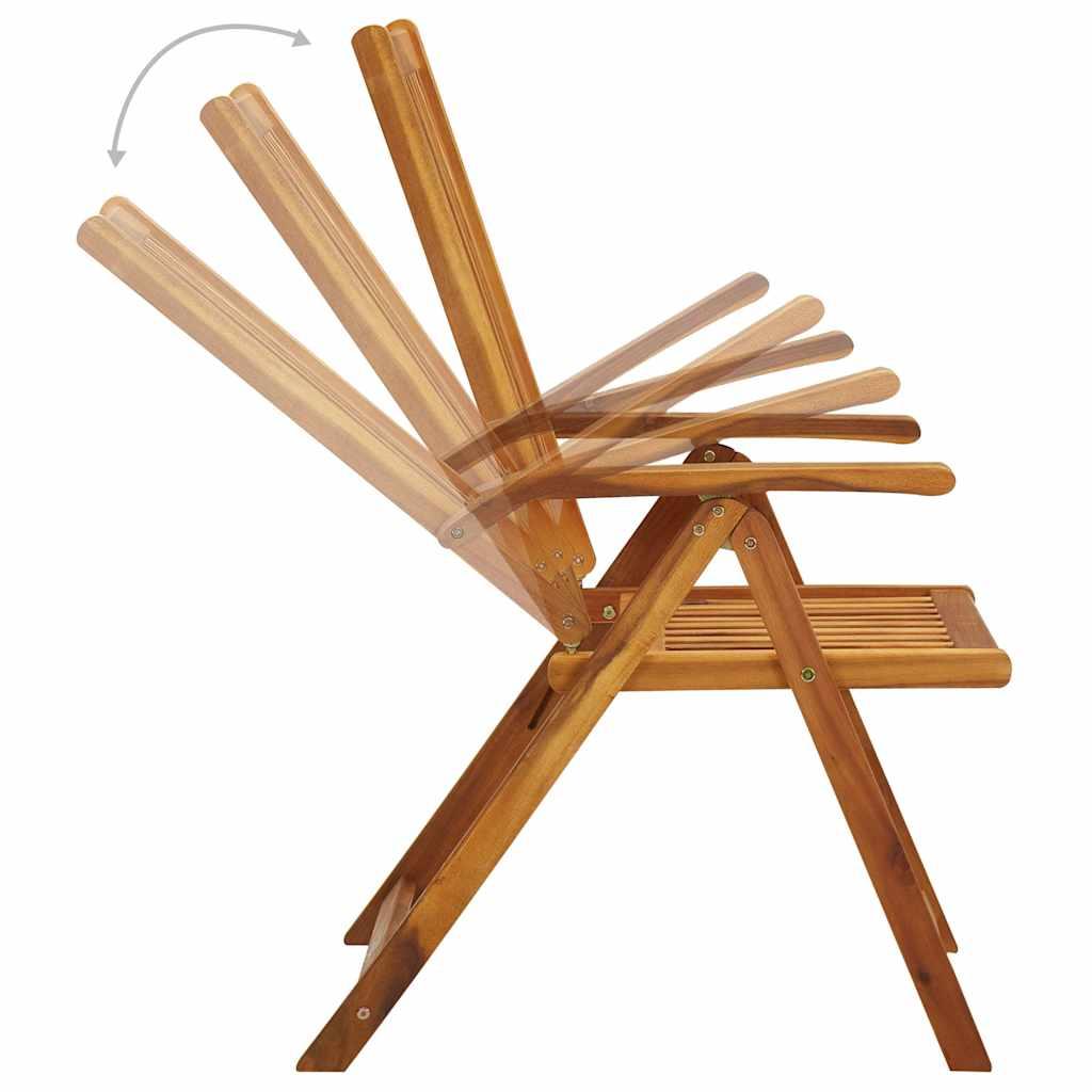 Sillas plegables (3 unidades) con cojines, de madera maciza de acacia
