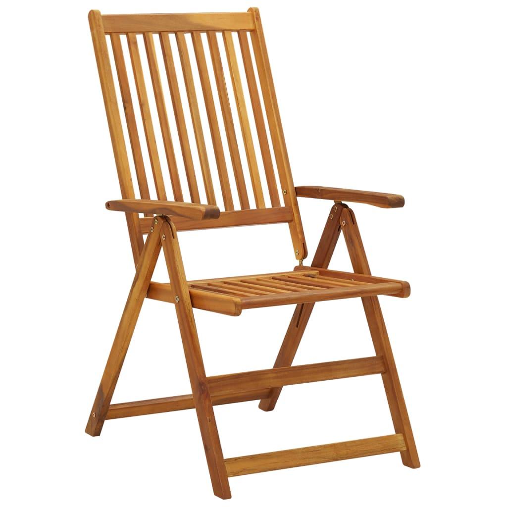 Sillas plegables (3 unidades) con cojines, de madera maciza de acacia