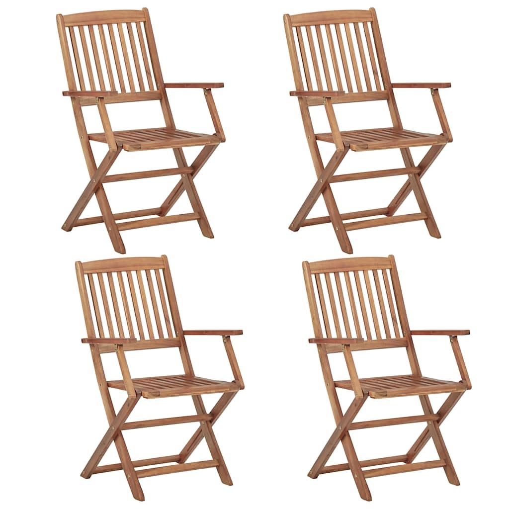 Sillas plegables (4 unidades) con cojines, de madera maciza de acacia