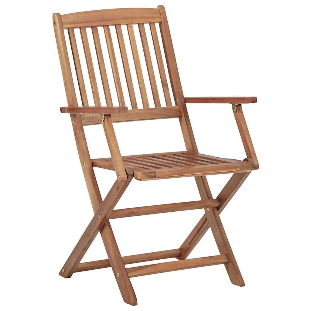 Sillas plegables (4 unidades) con cojines, de madera maciza de acacia