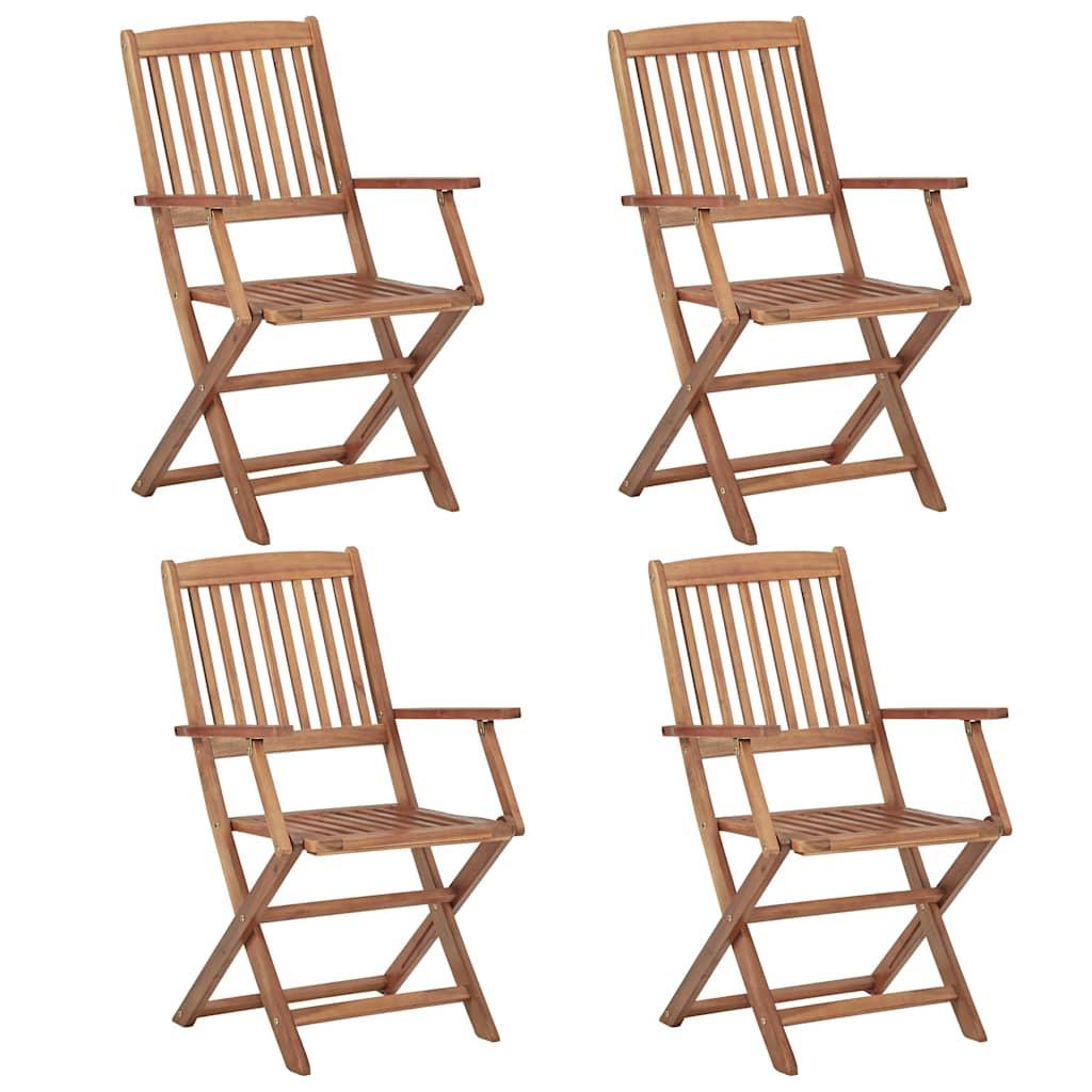 Sillas plegables (4 unidades) con cojines, de madera maciza de acacia