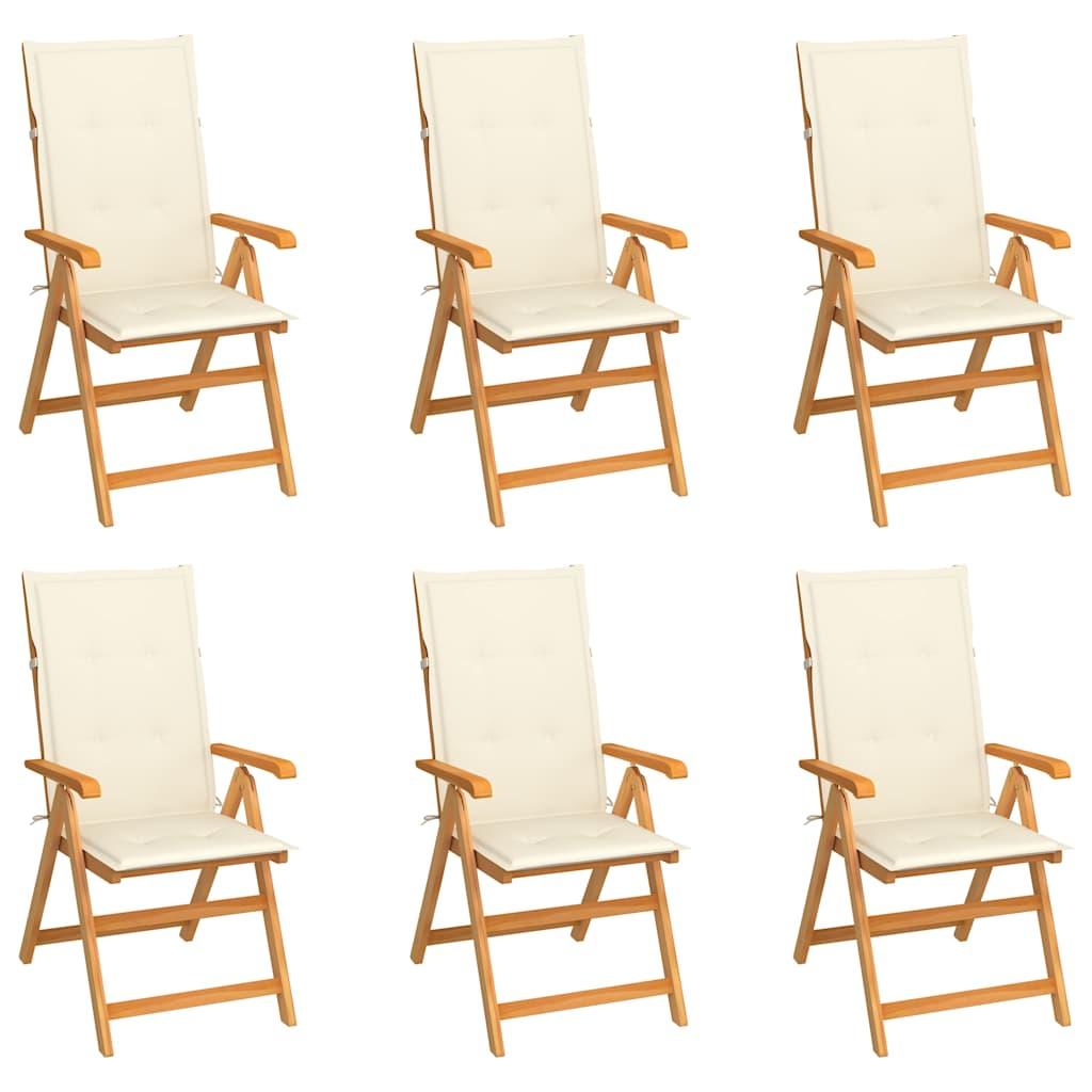 Sillas plegables 6 uds madera maciza de teca cojines