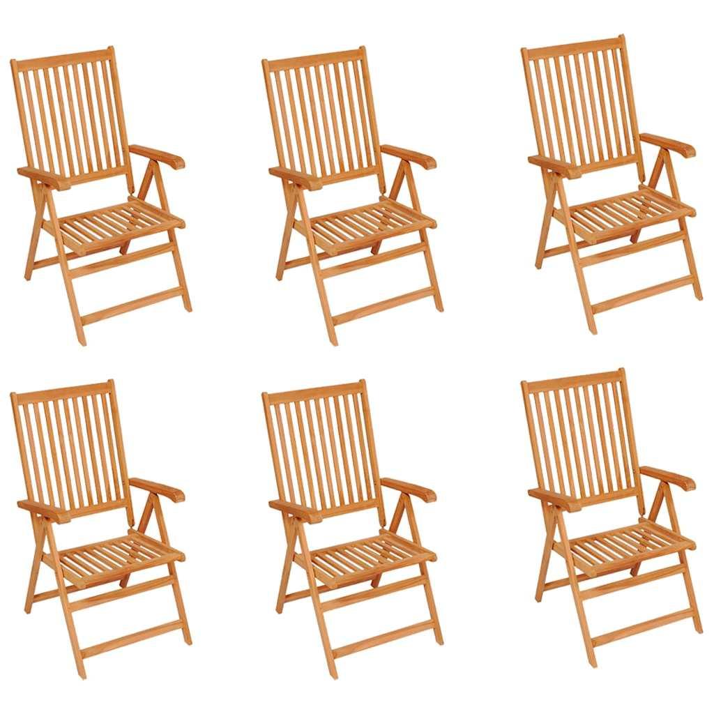 Sillas plegables 6 uds madera maciza de teca cojines azul royal