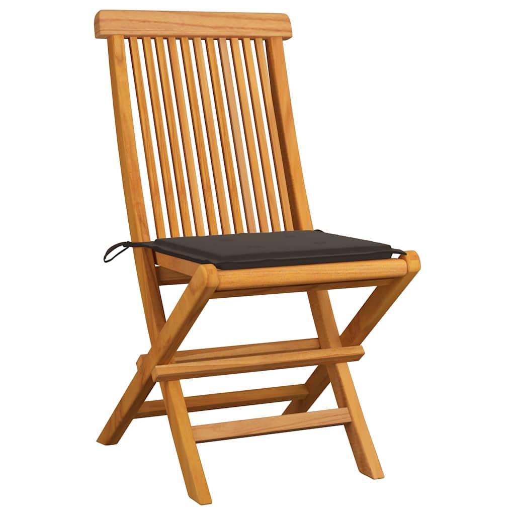 Sillas plegables con cojines color antracita, 6 unidades, madera maciza de teca