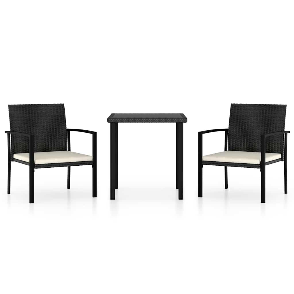 Conjunto de comedor de jardín 3 piezas ratán sintético negro