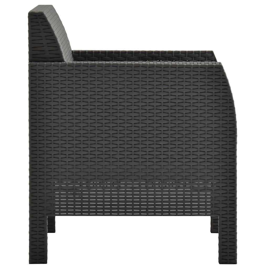 Set de muebles jardín 3 piezas cojines PP ratán gris antracita