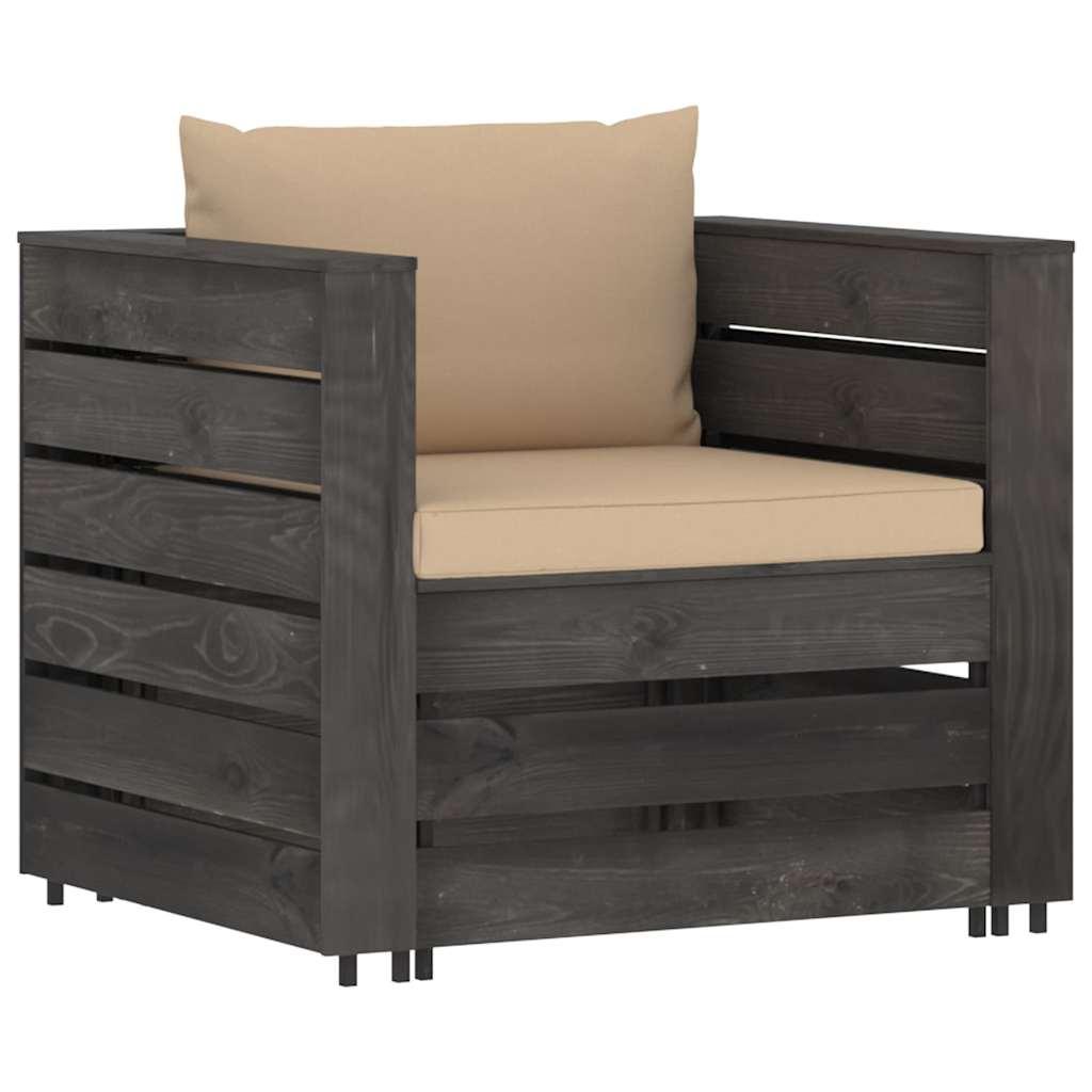 Muebles de jardín 2 pzas con cojines madera impregnada verde