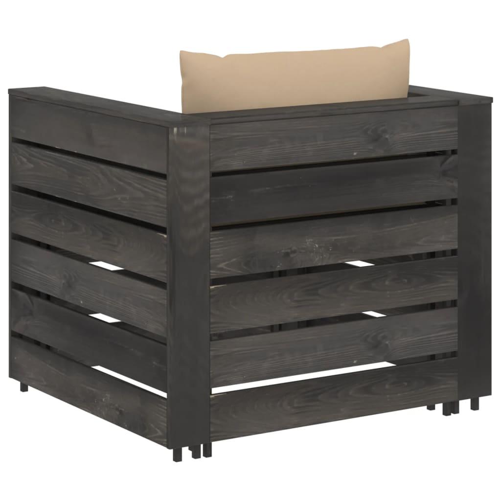 Muebles de jardín 2 pzas con cojines madera impregnada verde