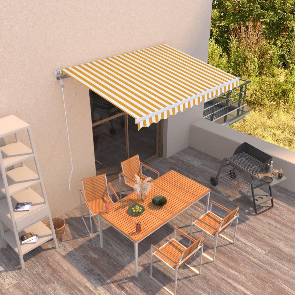 Toldo retráctil manual gris antracita y blanco 350x250 cm