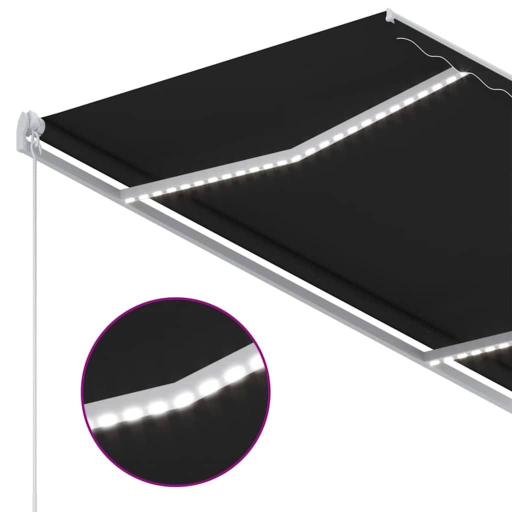 Toldo manual retráctil con LED amarillo y blanco 450x350 cm