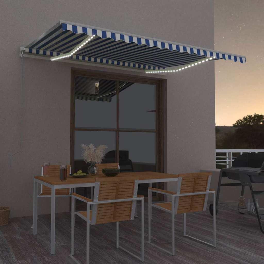 Toldo retráctil Amarillo y Naranja 400 x 350 cm Tela y Aluminio