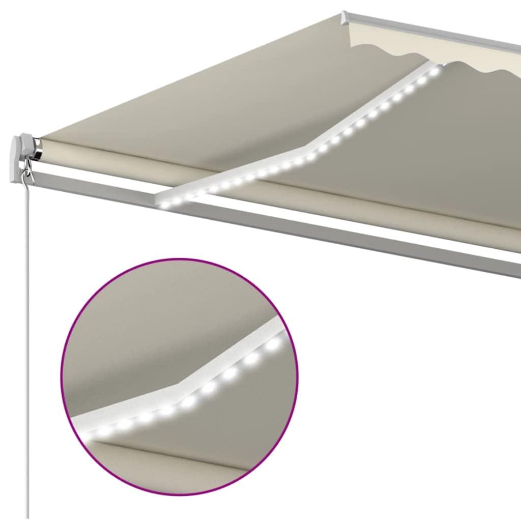 Toldo retráctil manual con LED amarillo y blanco 450x300 cm