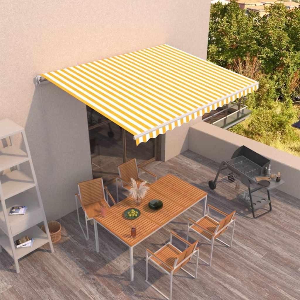Toldo retráctil manual gris antracita y blanco 450x300 cm
