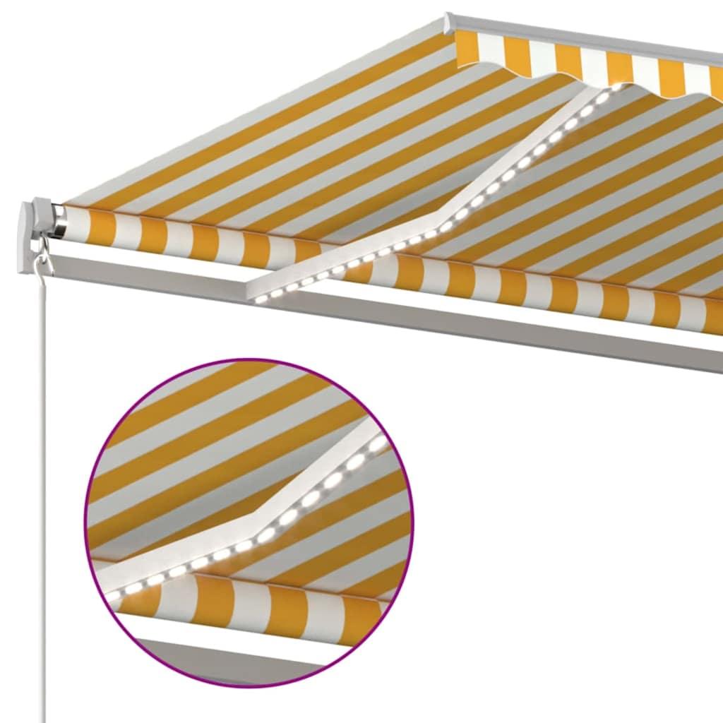 Toldo retráctil manual con LED amarillo y blanco 450x300 cm