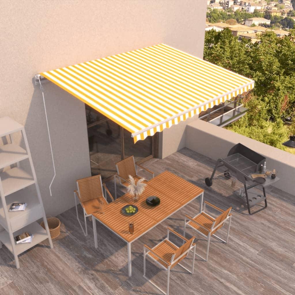 Toldo retráctil automático gris antracita y blanco 500x350 cm