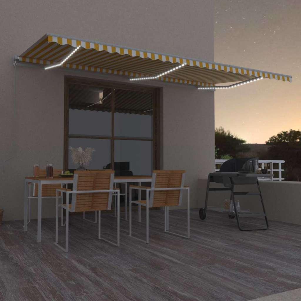 Toldo retráctil Amarillo y Naranja 400 x 350 cm Tela y Aluminio