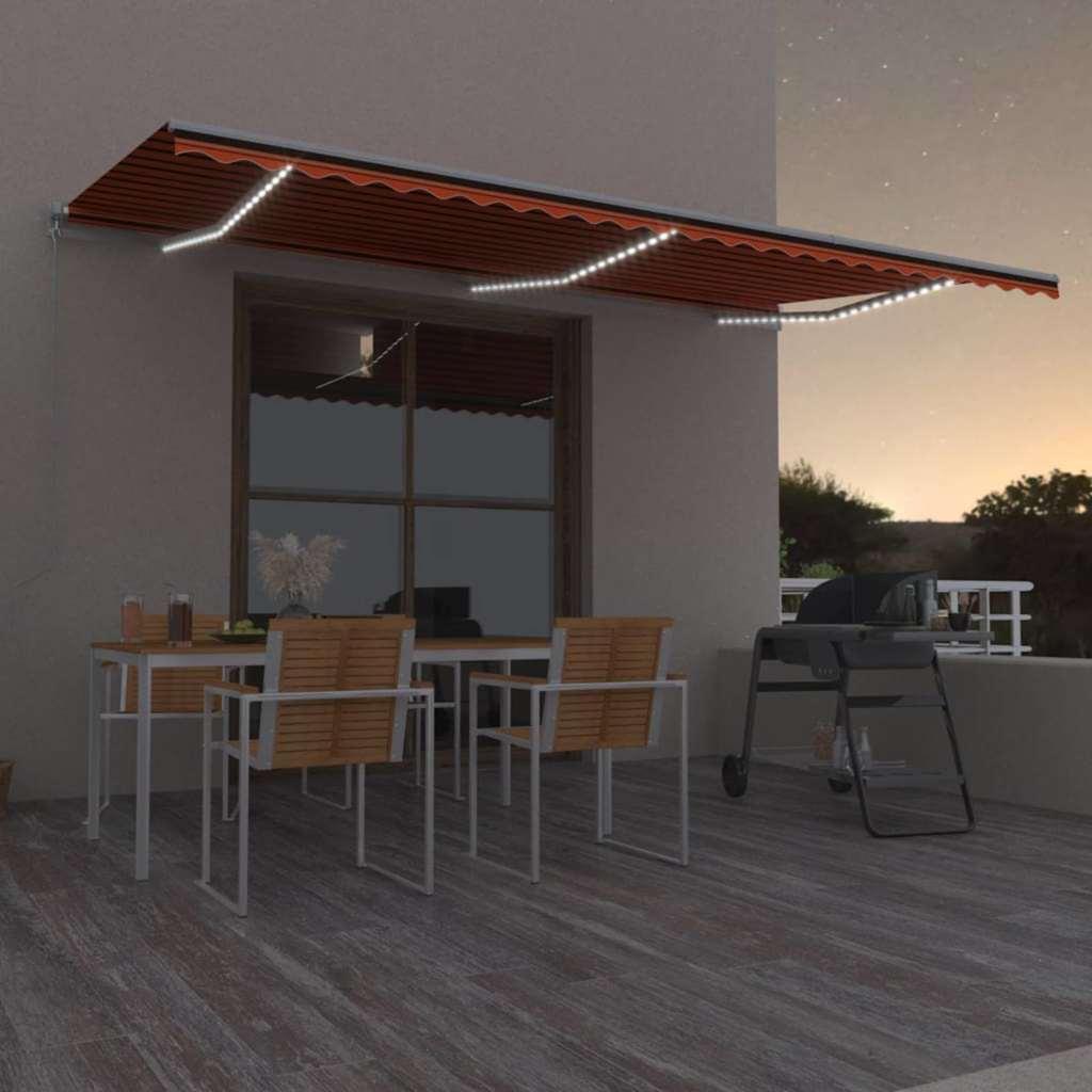 Toldo retráctil Amarillo y Naranja 400 x 350 cm Tela y Aluminio