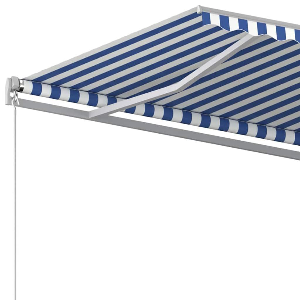 Toldo retráctil Azul y Blanco 400 x 350 cm Poliéster y Aluminio