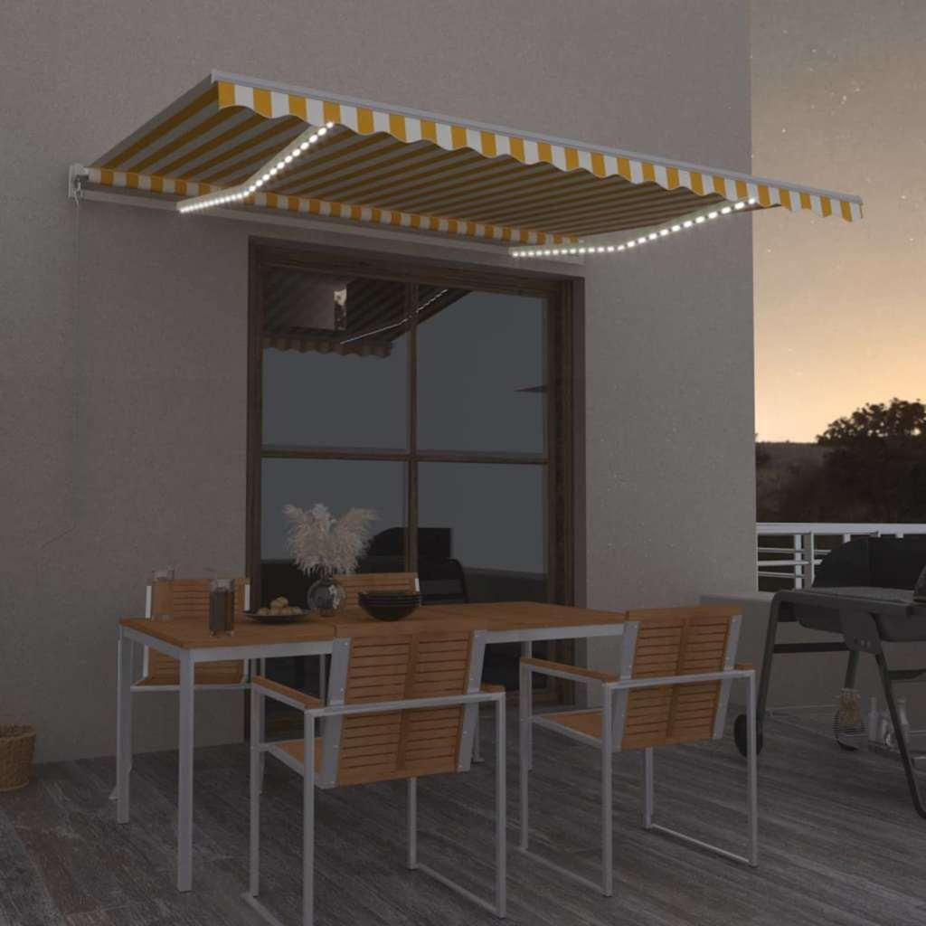 Toldo retráctil Amarillo y Naranja 400 x 350 cm Tela y Aluminio