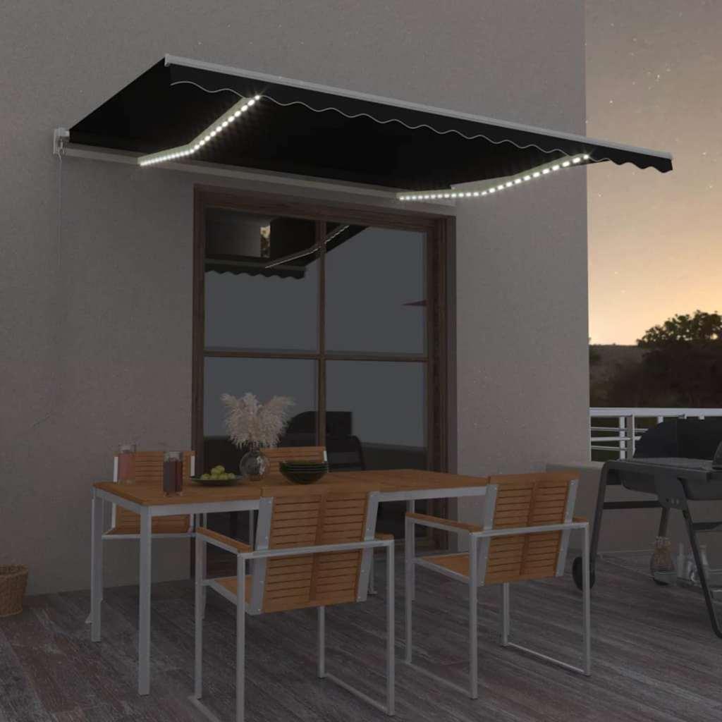 Toldo manual retráctil con LED amarillo y blanco 450x350 cm