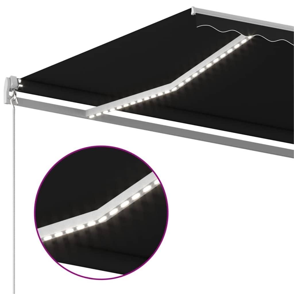Toldo manual retráctil con LED amarillo y blanco 450x350 cm