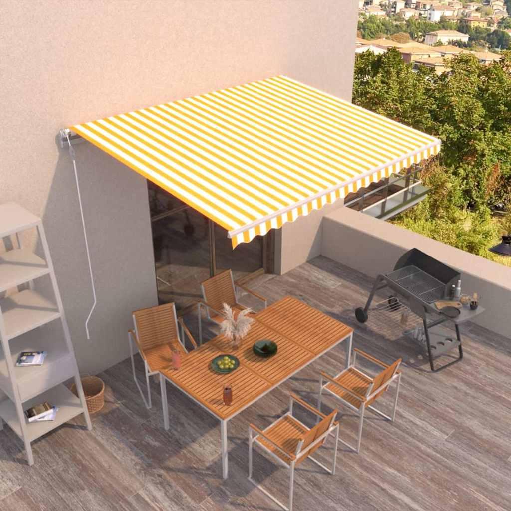 Toldo retráctil automático gris antracita y blanco 400x300 cm