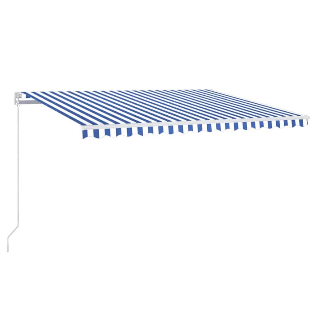 Toldo retráctil Azul y Blanco 400 x 350 cm Poliéster y Aluminio