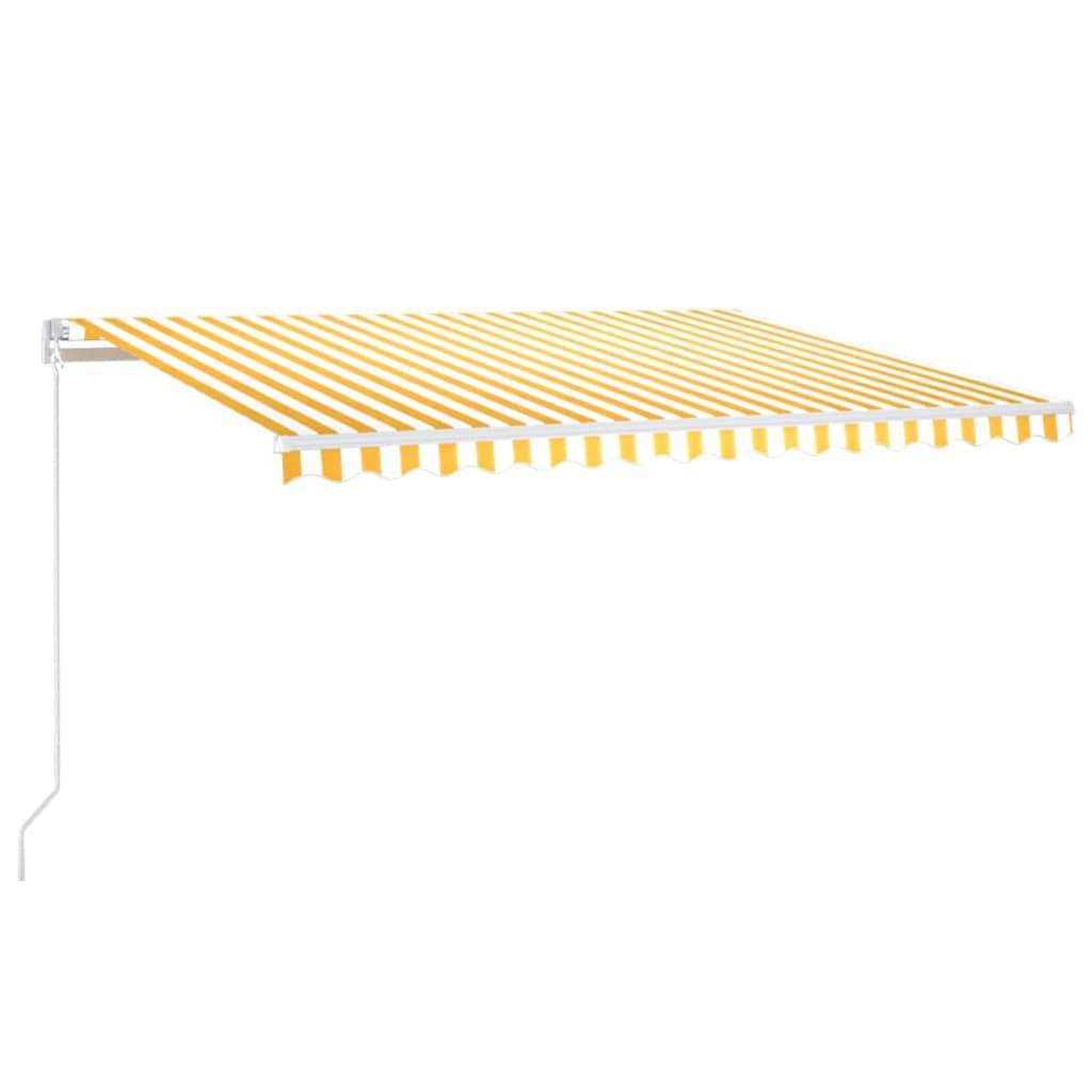 Toldo manual retráctil amarillo y blanco 300x250 cm