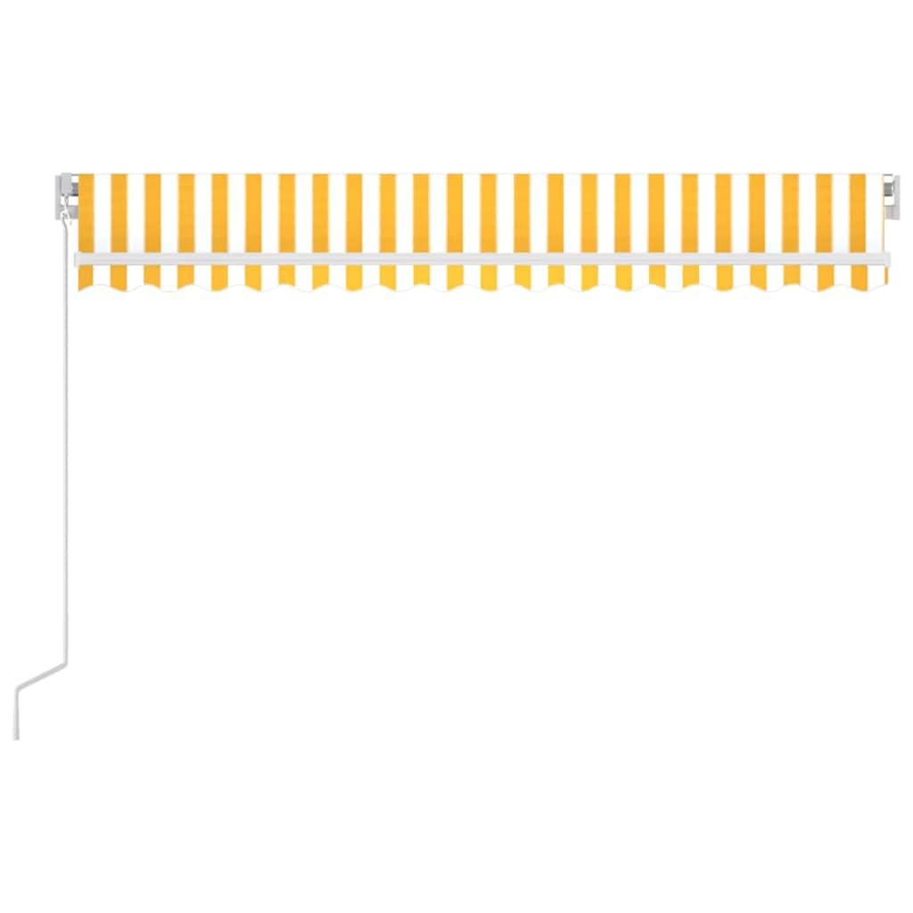 Toldo manual retráctil amarillo y blanco 300x250 cm
