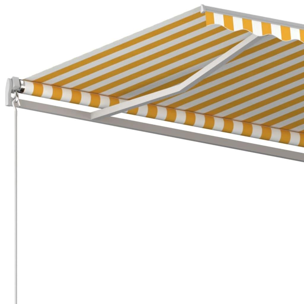 Toldo manual retráctil amarillo y blanco 300x250 cm
