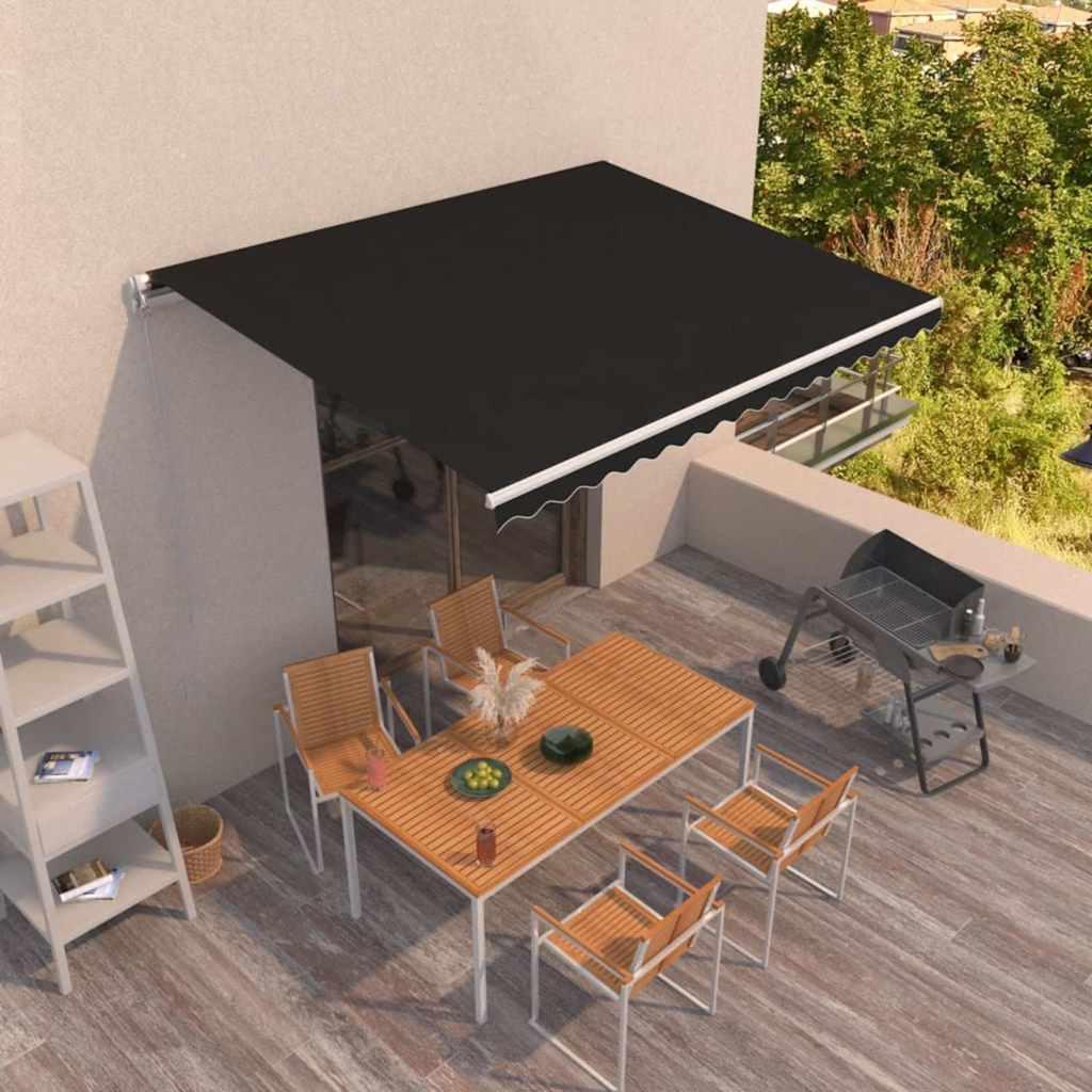 Toldo manual retráctil amarillo y blanco 300x250 cm