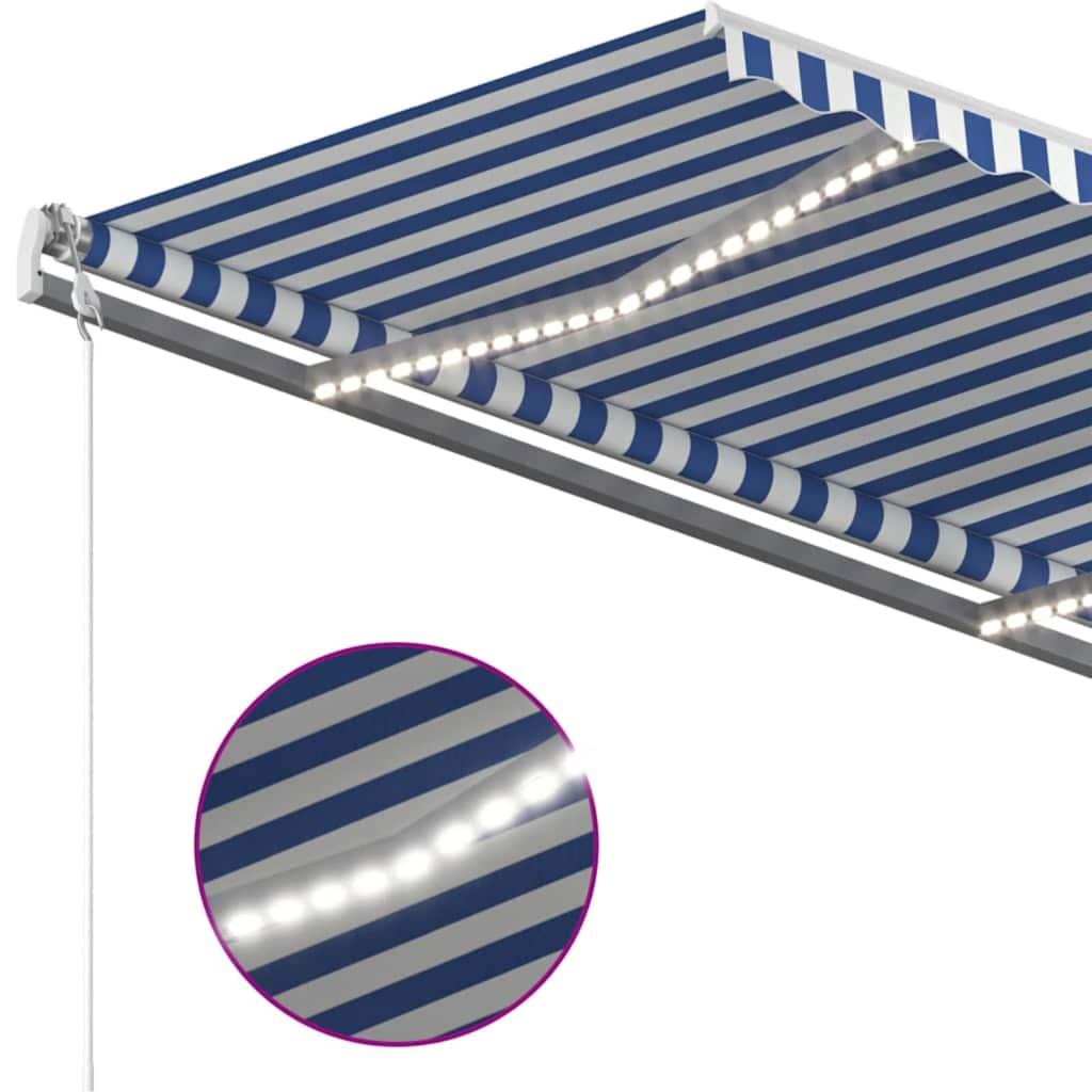 Toldo retráctil manual con LED amarillo y blanco 450x300 cm