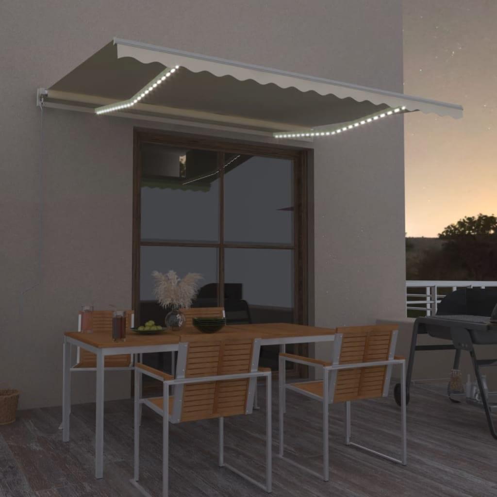 Toldo retráctil manual con LED