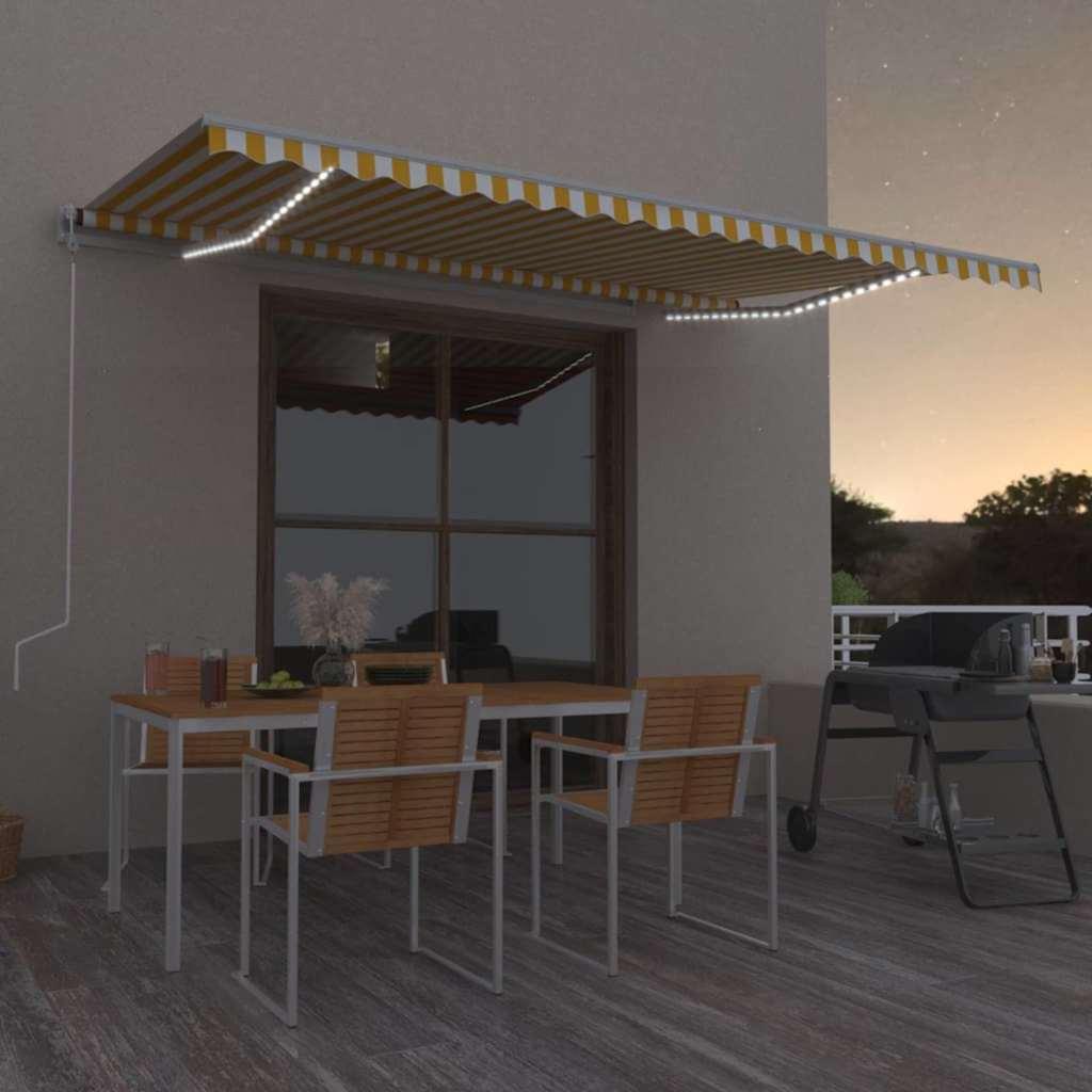 Toldo retráctil manual con LED