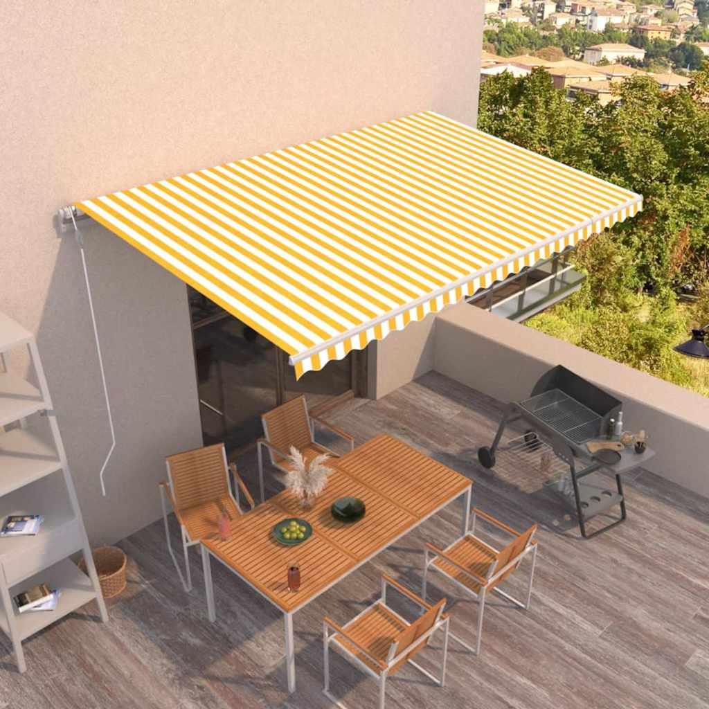 Toldo retráctil automático gris antracita y blanco 500x350 cm
