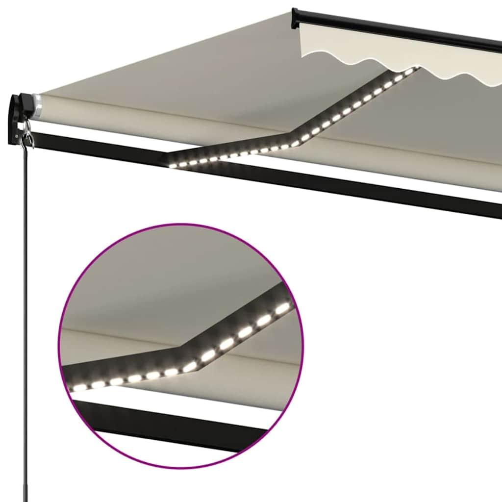 Toldo retráctil manual con LED amarillo y blanco 450x300 cm