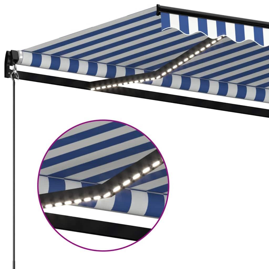Toldo manual retráctil con LED amarillo y blanco 450x350 cm