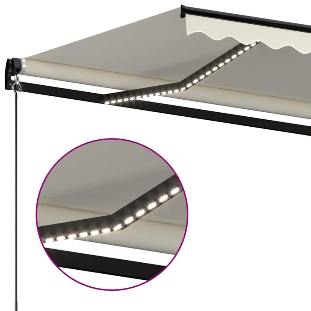 Toldo retráctil manual con LED amarillo y blanco 450x300 cm