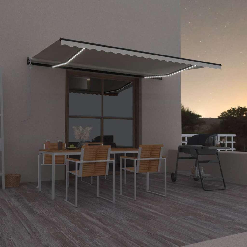 Toldo retráctil Gris claro y blanco. 400 x 350 cm Poliéster
