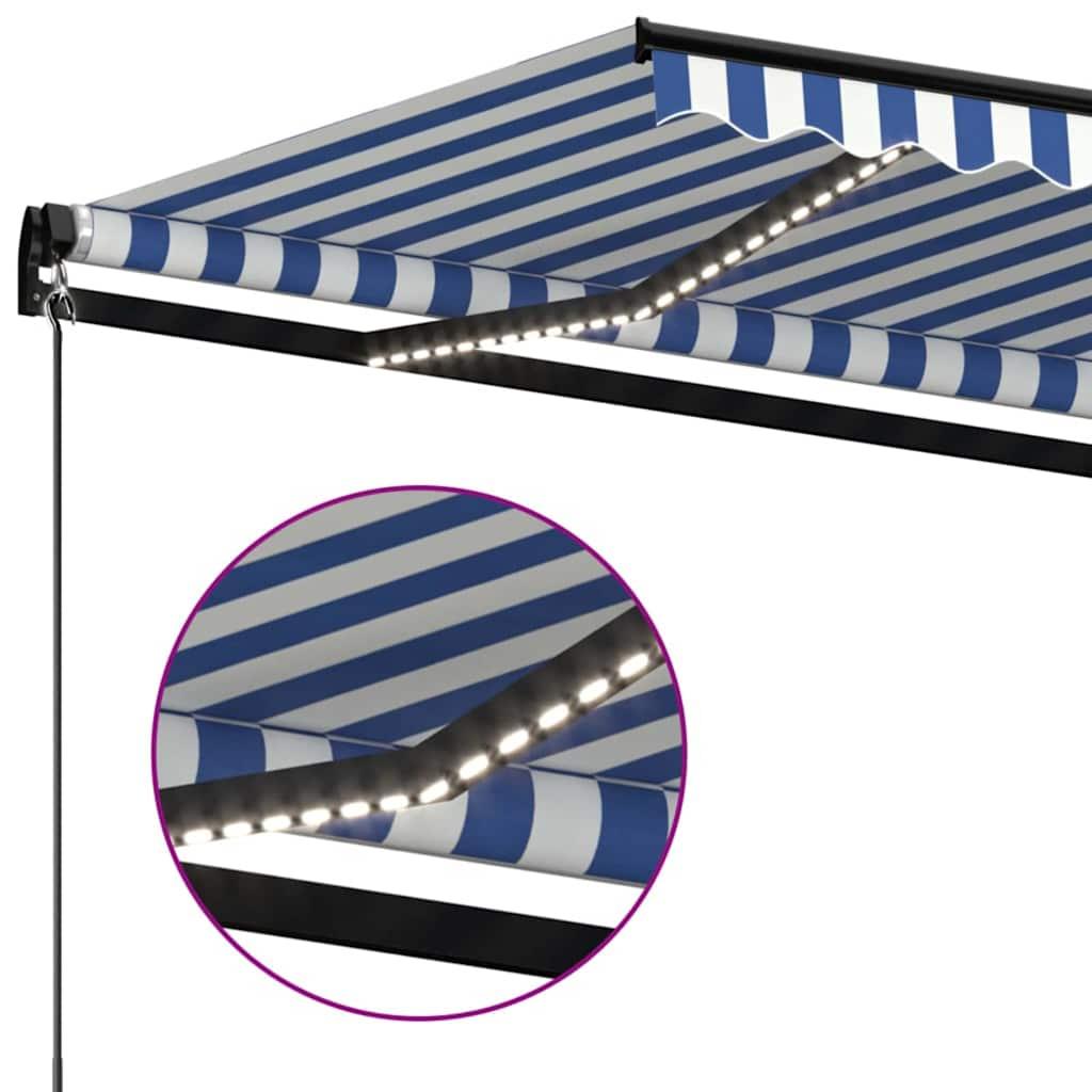 Toldo retráctil manual con luz LED amarillo y blanco 500x300 cm