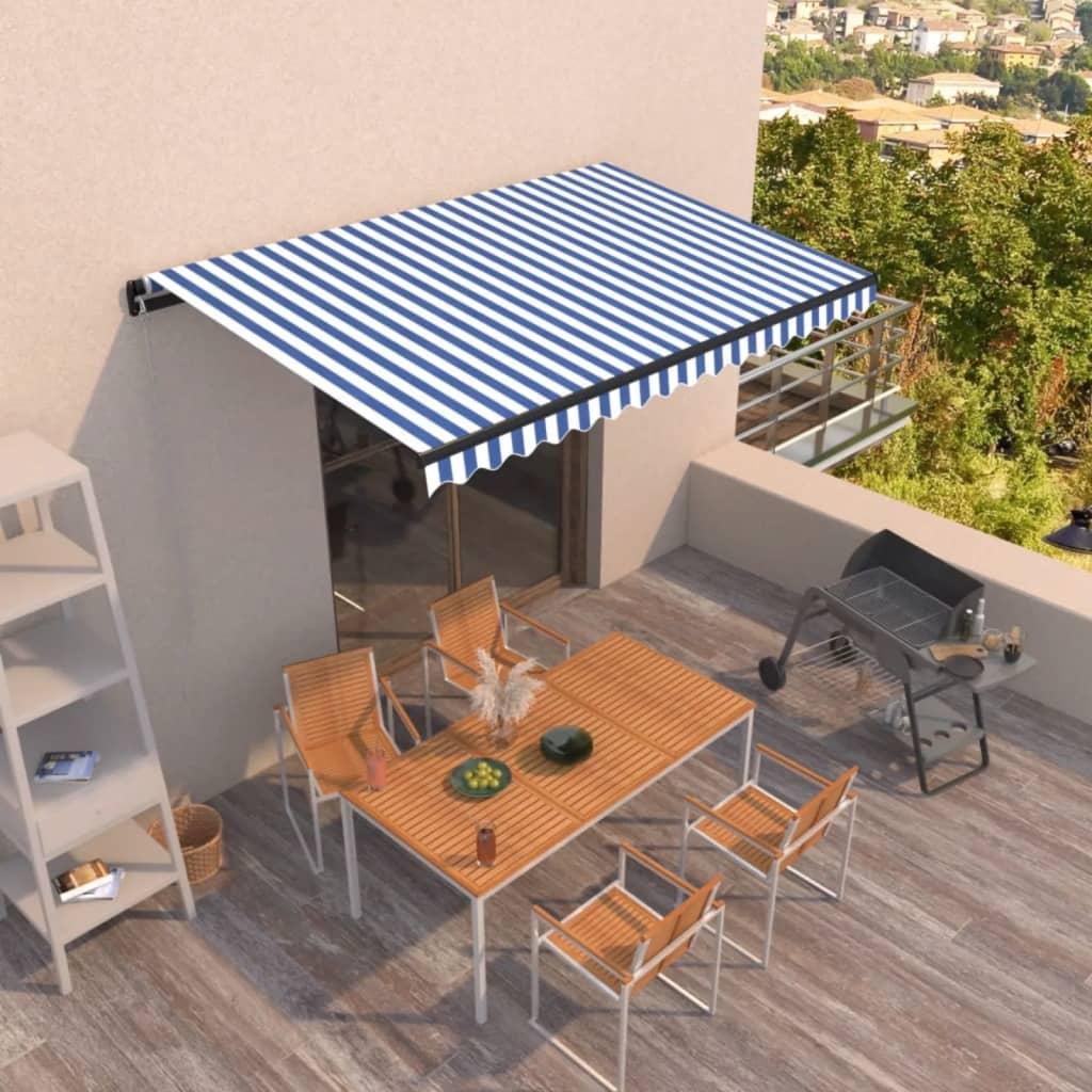 Toldo retráctil manual gris antracita y blanco 400x350 cm