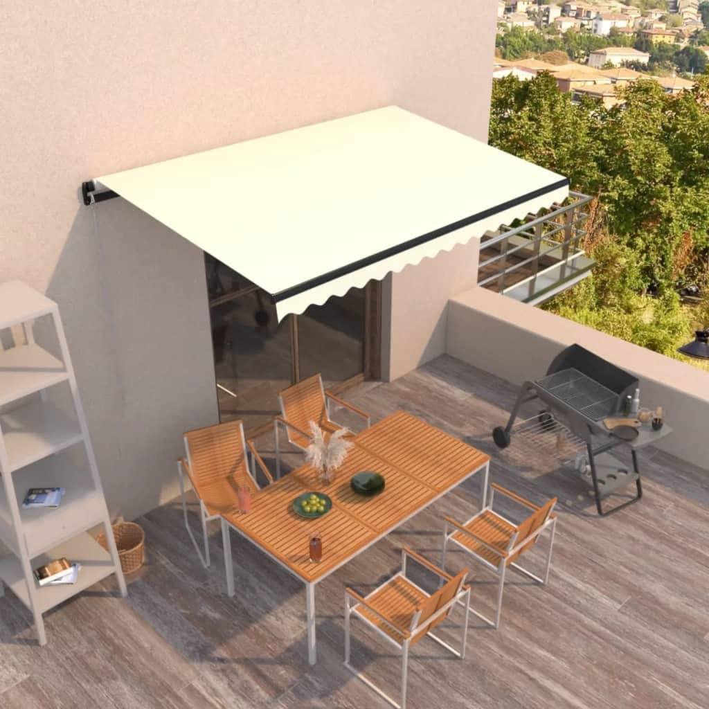 Toldo retráctil manual gris antracita y blanco 400x350 cm
