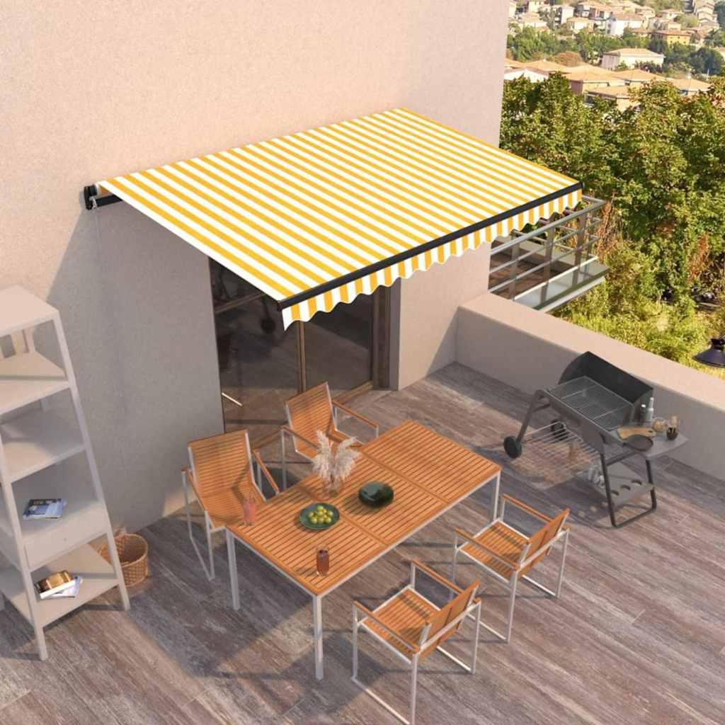 Toldo retráctil manual gris antracita y blanco 400x350 cm
