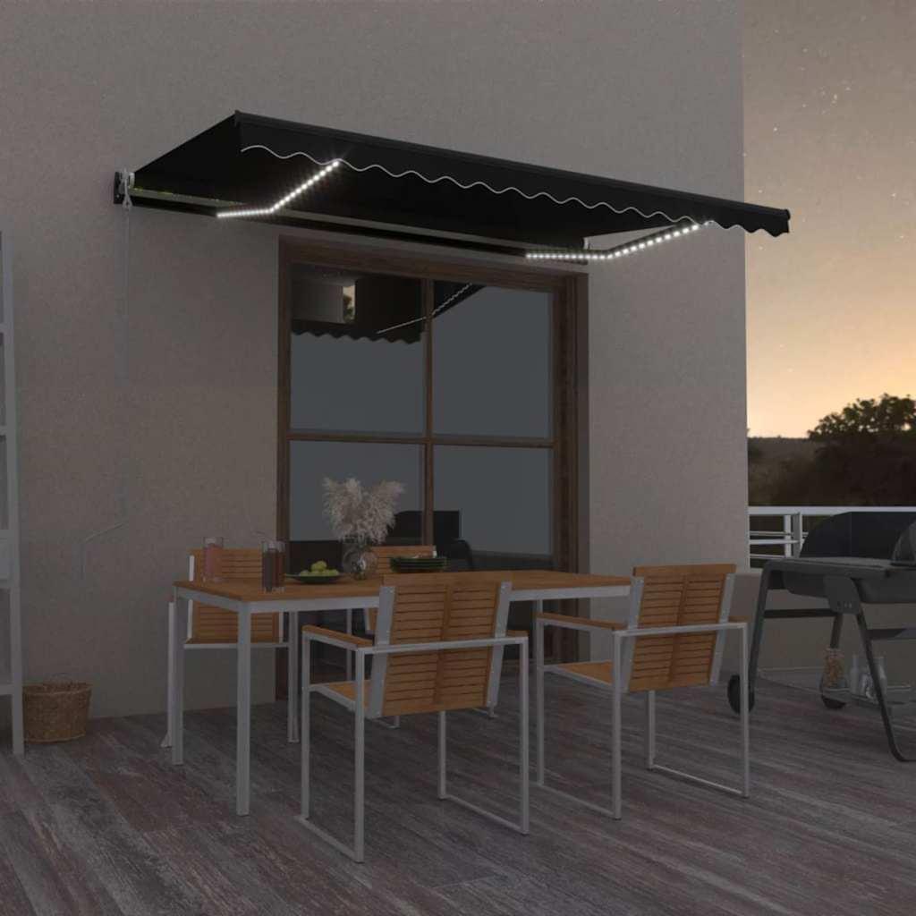 Toldo retráctil Gris claro y blanco. 400 x 350 cm Poliéster